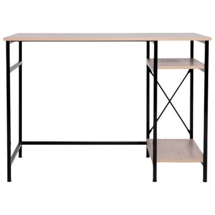 Стол BRABIX "SMART CD-018", 1100х600х765 мм, ЛОФТ, 2 полки, металл/ЛДСП ясень шимо светлый, каркас черный, 641945