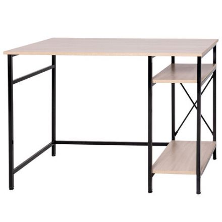 Стол BRABIX "SMART CD-018", 1100х600х765 мм, ЛОФТ, 2 полки, металл/ЛДСП ясень шимо светлый, каркас черный, 641945