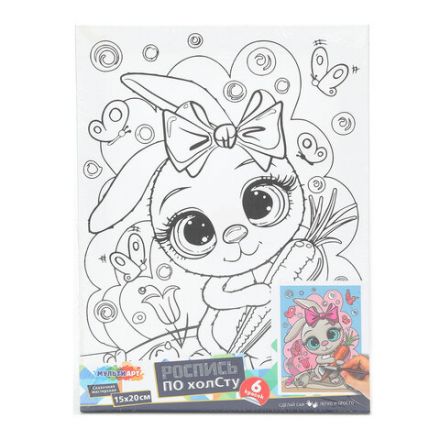 Картина детская по контуру, АССОРТИ 7 видов, 15х20 см, на подрамнике, акрил, кисти, МУЛЬТИ АРТ, 5896