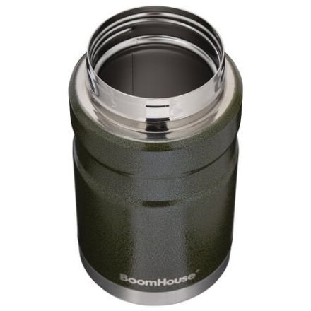 Термос 0,7 л для еды/напитков с широким горлом, BOOMHOUSE (БУМХАУС) RIBBED, нержавеющая сталь SUS304, оливковый, 700321