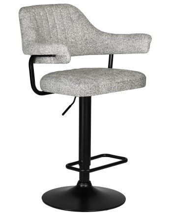Стул барный DOBRIN CHARLY BLACK, светло-серый твид (LEO04)