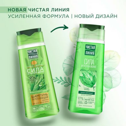Шампунь для всех типов волос 250 мл, ЧИСТАЯ ЛИНИЯ "Экстракт крапивы", укрепляющий