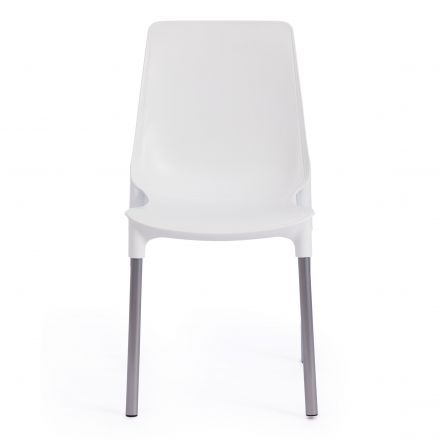 Стул GENIUS (mod 75) металл/пластик, 46x56x84cм, белый/ножки хром