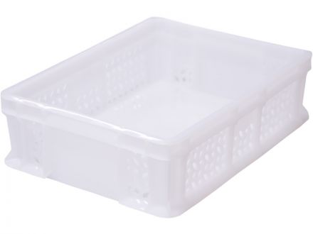 Ящик 400х300х120 мороз. дно сплошное, стенки перфорированные, с внешней ручкой  натуральный