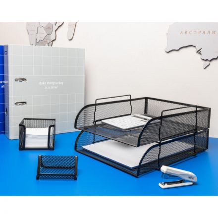 Лоток для бумаг горизонтальный Attache (надстраиваемый, металлическая сетка, высота 83 мм, черный)