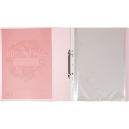 Папка №1 School Портфолио ученика на двух кольцах с 20 файлами розовая