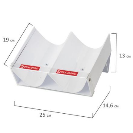 Желоб навесной/настольный для ручек и карандашей BRAUBERG, 2 отделения, 19х25 см, белый, 504261 Желоб навесной/настольный для ручек и карандашей BRAUBERG, 2 отделения, 19х25 см, белый, 504261