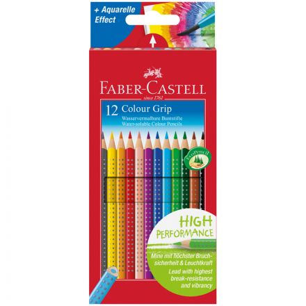 Карандаши цветные Faber-Castell "Grip", 12цв., трехгран., заточен., картон, европодвес Карандаши цветные Faber-Castell "Grip", 12цв., трехгран., заточен., картон, европодвес