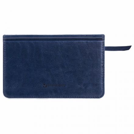 Еженедельник недатированный МАЛЫЙ ФОРМАТ 95х155 мм А6 BRAUBERG "Imperial" под кожу, 64 л., темно-синий, 126186