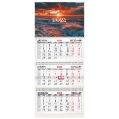 Календарь квартальный на 2026 г., 3 блока, 3 гребня, бегунок, офсет, BRAUBERG, "Морской пейзаж", 116767