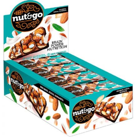 Батончик миндальный NUT N GO с кокосом 18 шт/уп