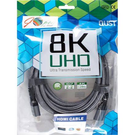 Кабель HDMI 19M/M,ver. 2.1 8KX60Hz (Econom) оплетка 5m iOpen <ACG859A-5.0