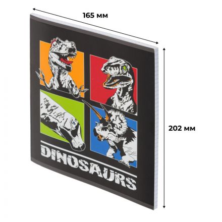 Тетрадь общая А5 48л №1School Dinosaurs,клет,скреп, ВД-лак