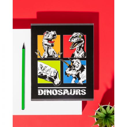 Тетрадь общая А5 48л №1School Dinosaurs,клет,скреп, ВД-лак