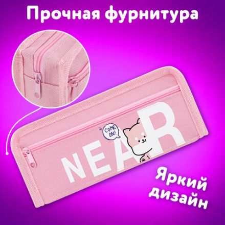 Пенал ЮНЛАНДИЯ ЮНИОР, 2 отделения, полиэстер, "Near you", 21х8х6 см, 273811