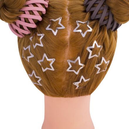 Заколки для волос НАБОР 10 шт., 3 см, клик-клак, звездочки, глянцевый, серебристый, MONTE VITA (МОНТЕ ВИТА), 457083