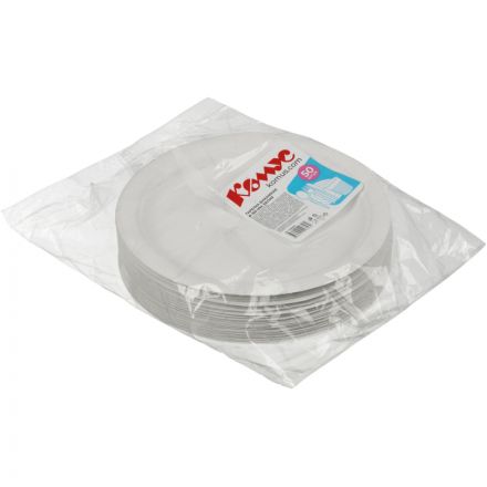 Тарелка одноразовая из ламинированной бумаги д 180 мм, 50шт/уп