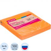 Стикеры Attache с клеев. краем 76х76, неон, оранж. 100л