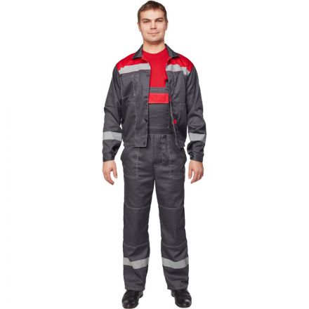 Костюм рабочий летний муж. л20-КПК сер/красн (р.60-62) 170-176