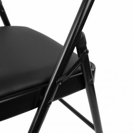 Стул складной BRABIX "Golf Plus CF-003 КОМФОРТ", черный каркас, кожзам черный, В КОРОБЕ, 533026 Стул складной BRABIX "Golf Plus CF-003 КОМФОРТ", черный каркас, кожзам черный, В КОРОБЕ, 533026