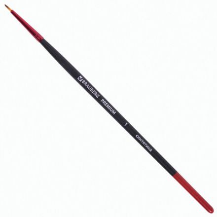 Кисти BRAUBERG PREMIUM, набор 5 шт. (синтетика, круглая № 1, 3, 5, плоская № 5, 8), блистер, 201024