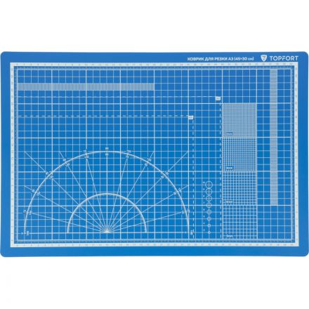 Коврик для резки TOPFORT 5ти-слойный А3 (45х30см),2х-сторонний,синий