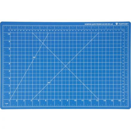 Коврик для резки TOPFORT 5ти-слойный А3 (45х30см),2х-сторонний,синий