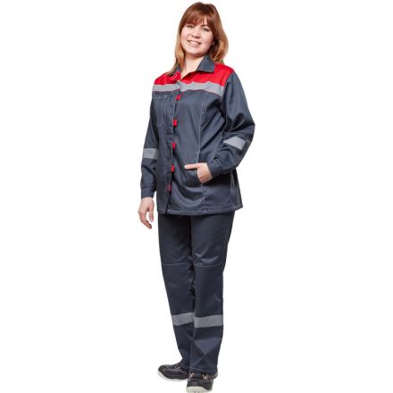 Костюм рабочий летний жен. л20-КБР сер/красн (р.52-54) 158-164 (Арсенал-СП)