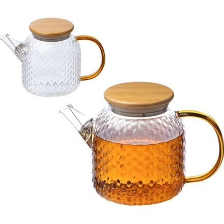 Чайник заварочный AROMA, объем 1л,из боросилик стекла,с крышк бамбук,105040