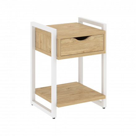 Loft Тумба на регулируемых опорах с ящиком и полкой VR.L-T1.O Тиквуд светлый/Белый металл 500*460*719