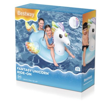 Надувная игрушка-наездник "Единорог" с ручками, 155x119 см, от 3 лет, до 45 кг, BESTWAY, 41114