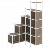 Loft Угловой внутренний стеллаж наборный VR.L-49 Тиквуд тёмный/Белый металл 1278*1278*2280