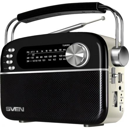 Радиоприемник Sven SRP-505, 3Вт, Bluetooth, FM/AM/SW/USB/microSD/AUX, аккум