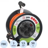 Удлинитель силовой ЭРА на м. катушке c/з 4 гн 50м ПВС 3х1,5 IP44 (Б0046852)