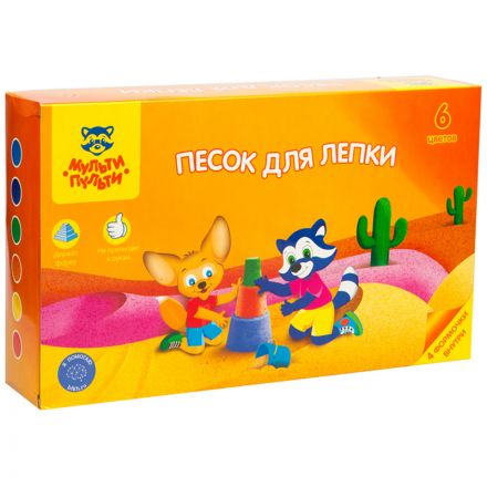 Песок для лепки Мульти-Пульти "Енот в пустыне", 6 цветов, 720г, в баночке, 4 формочки, карт. упаковка Песок для лепки Мульти-Пульти "Енот в пустыне", 6 цветов, 720г, в баночке, 4 формочки, карт. упаковка