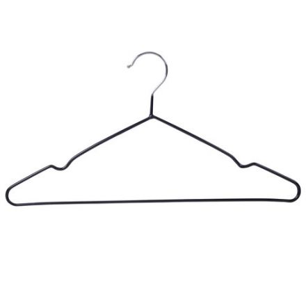 Вешалки-плечики для одежды, размер 48-50, металл, антискользящие, КОМПЛЕКТ 10 шт., черные, BRABIX PREMIUM, 608467