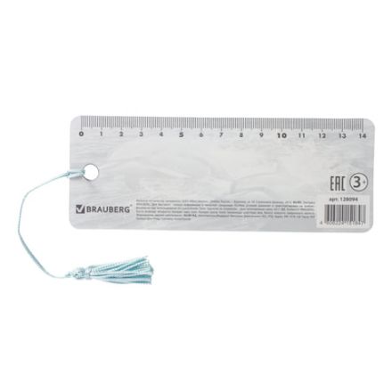 Закладка для книг с линейкой 3D-ОБЪЕМНАЯ BRAUBERG, "Дельфины", с декоративным шнурком, 128094