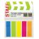 Закладки клейкие неоновые STAFF, 45х12 мм, 100 штук (5 цветов х 20 листов), на пластиковом основании, 129355