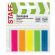 Закладки клейкие неоновые STAFF, 45х12 мм, 100 штук (5 цветов х 20 листов), на пластиковом основании, 129355