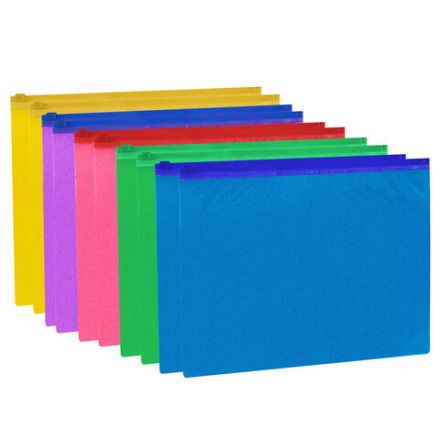 Папка-конверт на молнии А4 (230х333 мм), ПВХ, цвет ассорти с блестками, 0,15 мм, STAFF, 274079