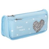 Пенал мягкий ЮНЛАНДИЯ, 2 отделения, полиэстер, "Heart", мятный, 21х6х9 см, 270257