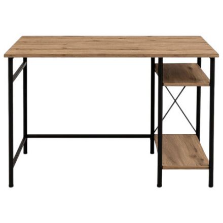 Стол BRABIX "SMART CD-018", 1100х600х765 мм, ЛОФТ, 2 полки, металл/ЛДСП бунратти, каркас черный, 641946