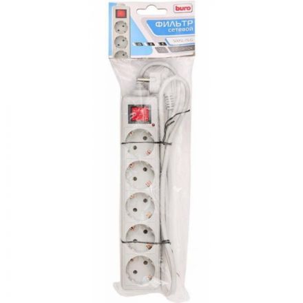 Сетевой фильтр Buro 500SL-1.5-G 1.5м (5 розеток) серый Сетевой фильтр Buro 500SL-1.5-G 1.5м (5 розеток) серый