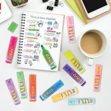 Набор текстовыделителей мини с принтами, 12 ЦВЕТОВ, BRAUBERG, 6 неоновых цветов + 6 пастельных цветов, линия 1-5 мм, 152537