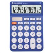 Калькулятор настольный BRAUBERG STYLE-12-BL (157х106 мм), 12 разрядов, двойное питание, СИНИЙ, 272966