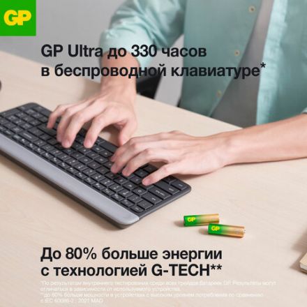 Батарейки КОМПЛЕКТ 2 шт., GP Ultra G-Tech, AA (LR6,15А), алкалиновые, пальчиковые, 15AUA21-2CRSBC2