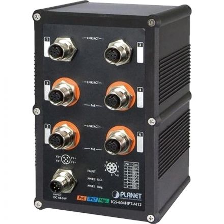 Коммутатор Planet Industrial L2+ M12 Managed Eth Switch (IGS-604HPT-M12)