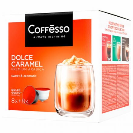 Кофе в капсулах COFFESSO "Dolce Caramel" для кофемашин Dolce Gusto, 8 порций, 102155