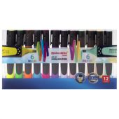 Набор текстовыделителей 12 ЦВЕТОВ на подставке, BRAUBERG "EXTRA", прорезиненный корпус, линия 1-5 мм, 151758