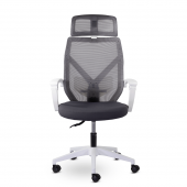 Кресло UTFC Астон М-711 с подголовником белый пластик (темно-серый)